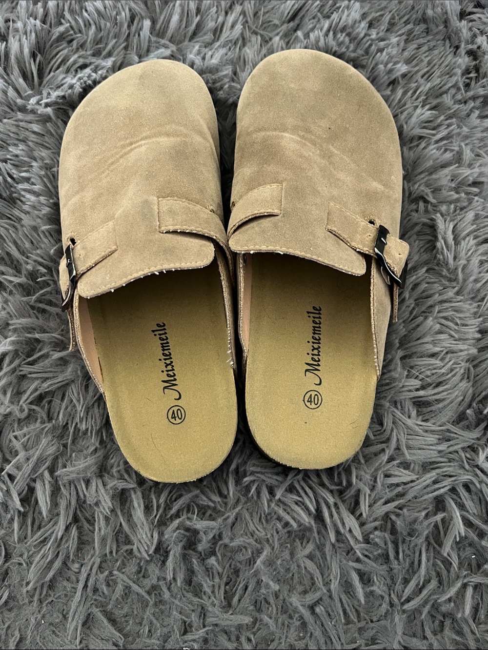Women's Tan Suede Buckle Clogs (LIKE NEW)!